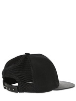 Thumbnail for your product : Rick Owens Leather & Cotton Canvas Baseball Hat