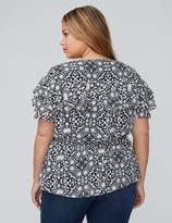 Thumbnail for your product : Lane Bryant Printed Ruffle-Sleeve Peplum Top