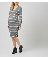 Thumbnail for your product : Mama Licious Mamalicious Grey Stripe Print V Neck Midi Dress