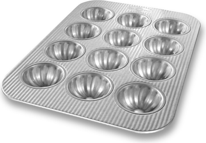 Usa Pan Mini Fluted Cupcake Pan, 12 Well - silver/gray