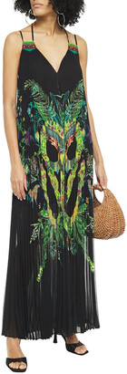 Camilla Crystal-embellished Pleated Printed Crepe De Chine Maxi Dress
