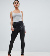 Thumbnail for your product : ASOS DESIGN Petite leather look leggings with elastic slim waist