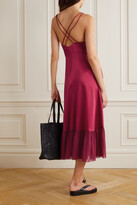 Thumbnail for your product : SLEEPING WITH JACQUES + Net Sustain Mia Gathered Stretch-silk Satin And Georgette Midi Dress - 0