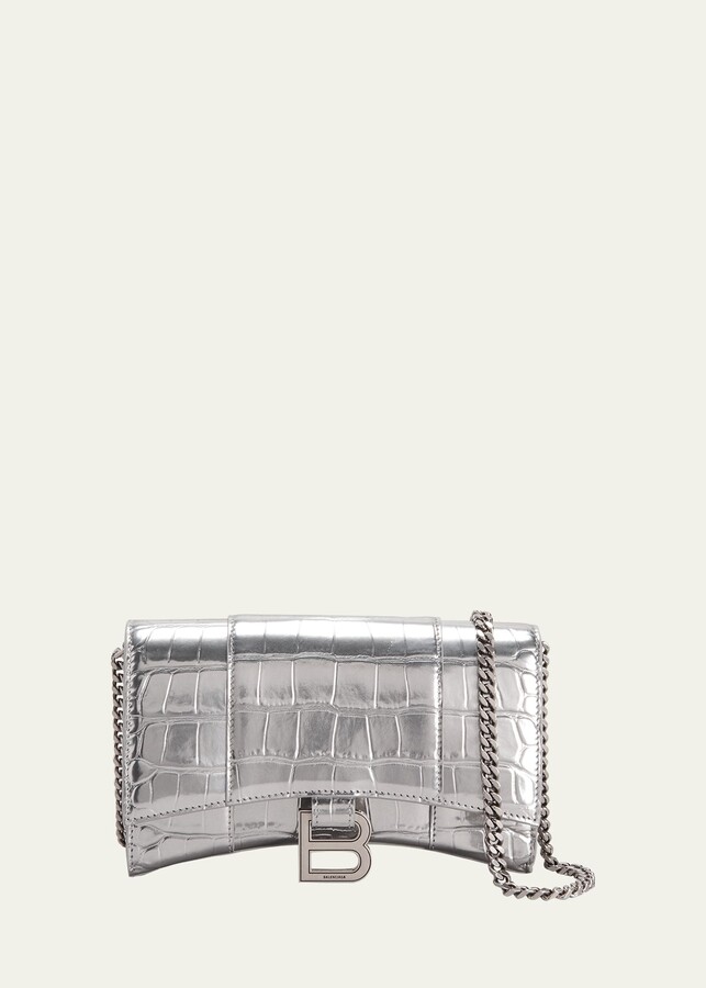 Balenciaga Hourglass Chain Leather Wallet on Chain - ShopStyle