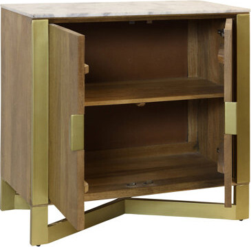 StyleCraft Home Astoria Barcelona 2-Door Cabinet - Light Tobacco with Marble Top