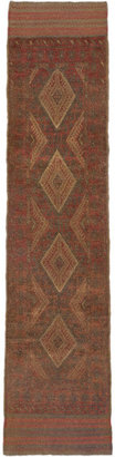 Ecarpetgallery Hand-knotted Tajik Caucasian Brown Green Wool Runner Rug (1'10 x 8')