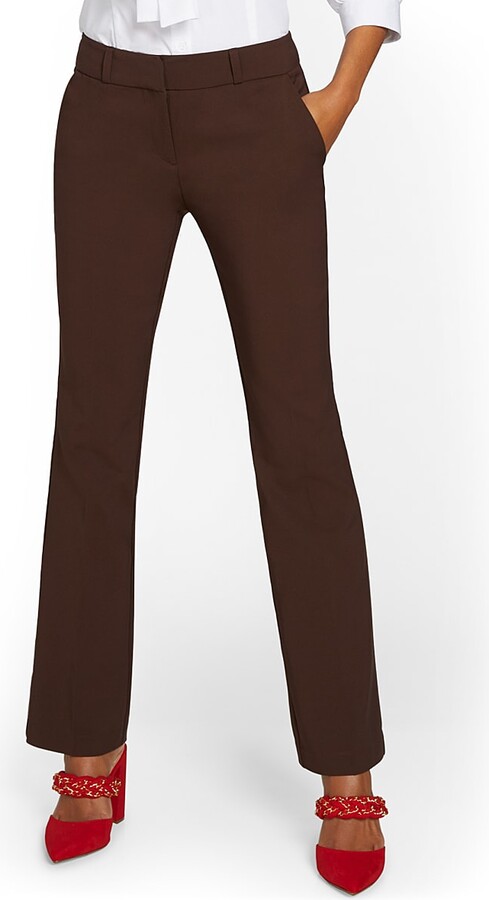 Brown Straight Fit Pleated Formal Pants