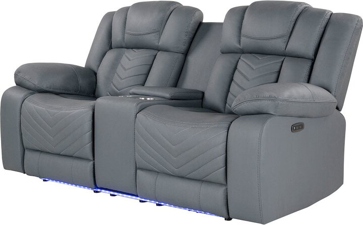 Global Furniture USA U7068 Gray Polyester 10 PCR Loveseat with LED
