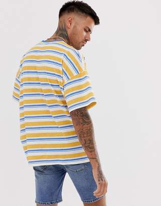 ASOS Design DESIGN oversized stripe t-shirt with contrast neck in slub fabric