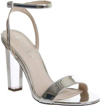Office Hover Transparent Heel Sandals Silver Mirror