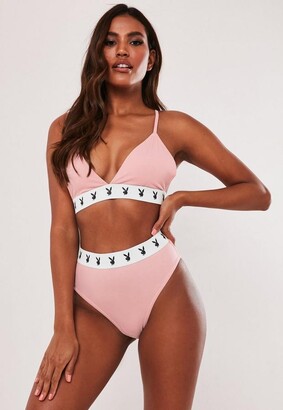 Missguided Playboy X Pink Bunny Taped Triangle Bra - ShopStyle
