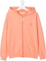 Thumbnail for your product : Bonpoint TEEN logo embroidered zip hoodie