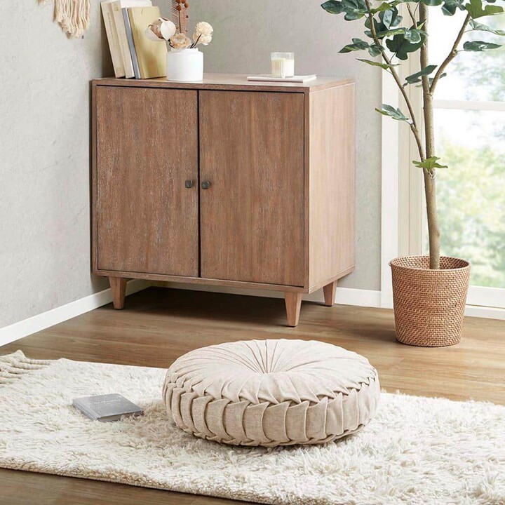 YESSKY DOWELL ENTER LLC Ivory Polyester Round Pouf Meditation Floor Pillow Cushion, Large Pillows Seating Cushion for Yoga Living Room Sitting