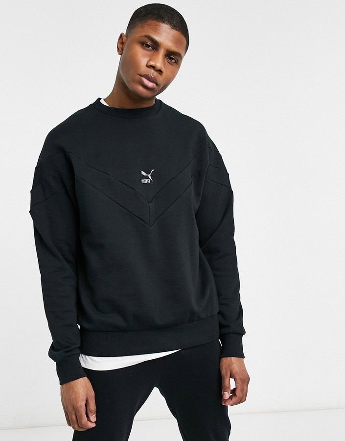 Puma Iconic MCS sweatshirt with chevron chest logo in black - ShopStyle