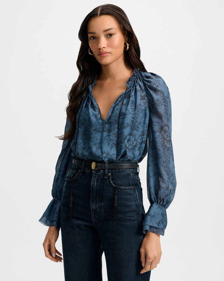 Maxime Silk Blouse Ocean Black