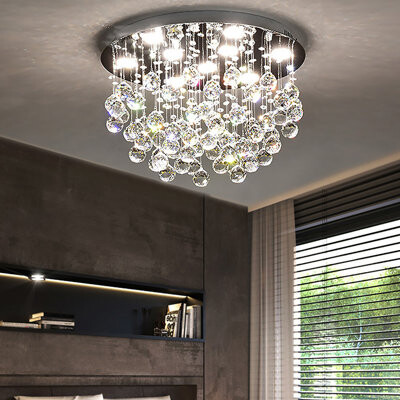 Rosdorf Park 9 - Light K9 Crystal Flush Mount Tiered Chandelier