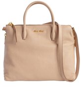 Thumbnail for your product : Miu Miu Powder Leather Side Zip Detail Convertible Top Handle Bag