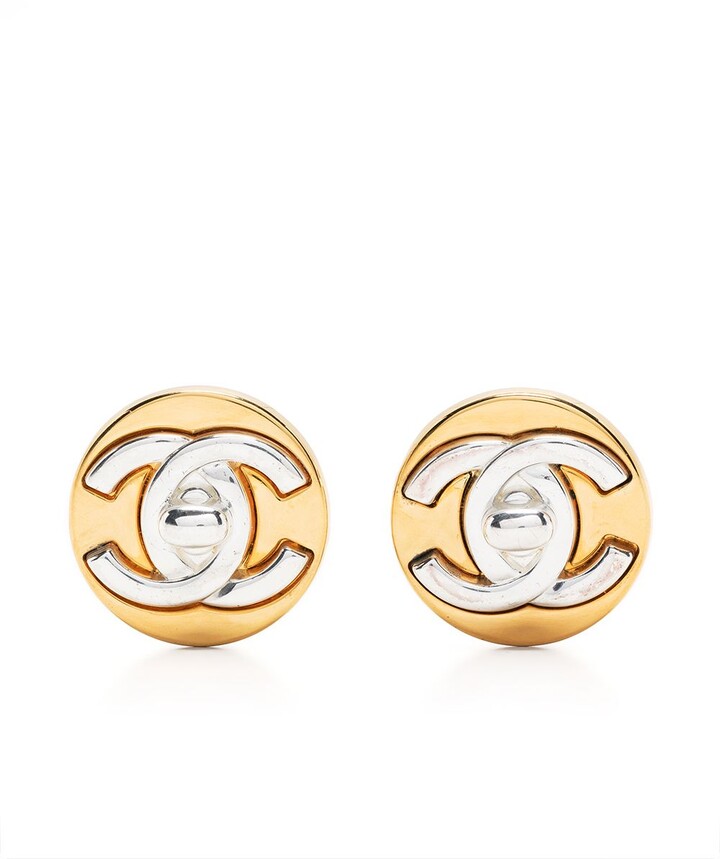 Chanel Pre-owned 1995 CC Faux-Pearl Clip-On Earrings - Gold
