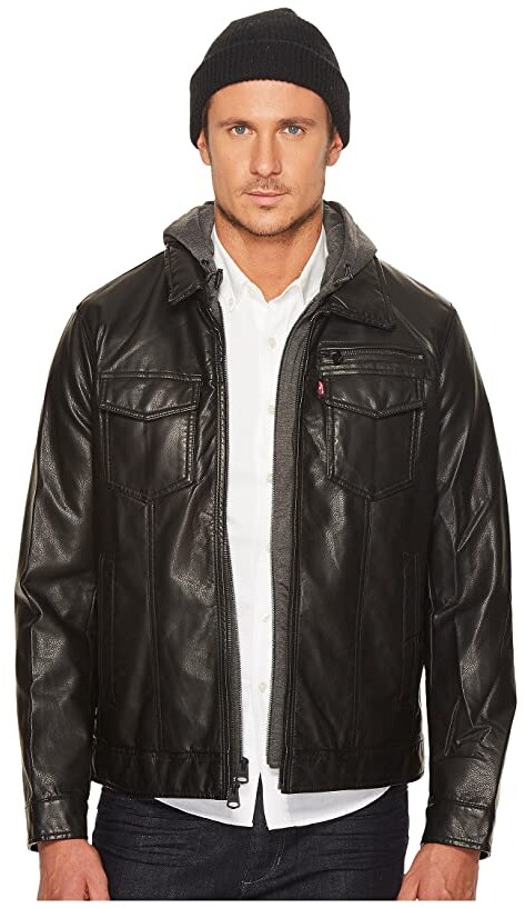 Mens Faux Leather Jacket Levi | ShopStyle