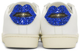 Thumbnail for your product : Saint Laurent White Glitter Lips Court Classic Sneakers