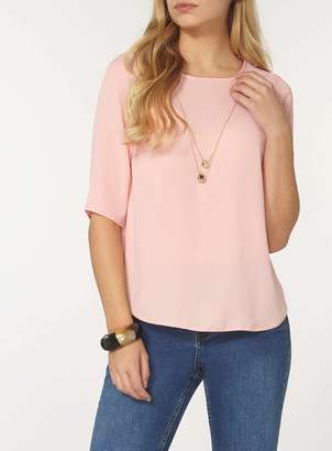 Blush Pink Chain Flute Sleeve Top