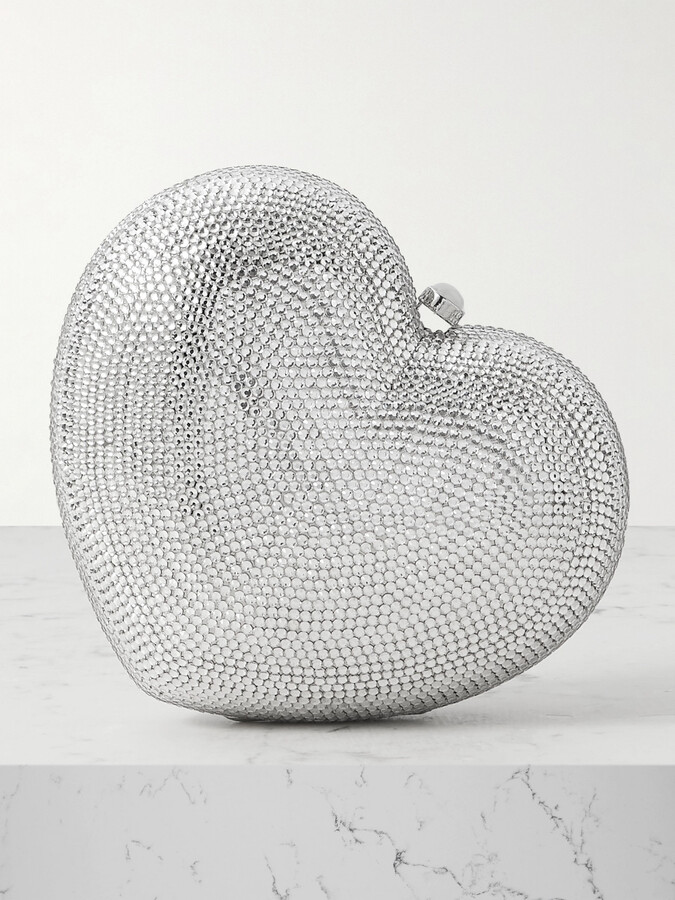 Judith Leiber L'amour Petit Coeur Crystal-embellished Silver-tone Clutch - One size