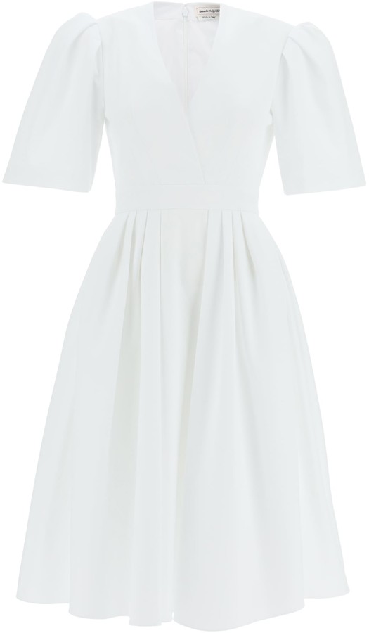 Alexander McQueen Cotton Piquet Midi Dress - ShopStyle