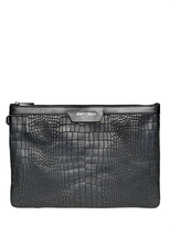 Thumbnail for your product : Jimmy Choo Crocodile Embossed Leather Pouch
