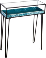 Thumbnail for your product : Evergreen Metal Table with Glass Top and Teal Metal Planter Dish