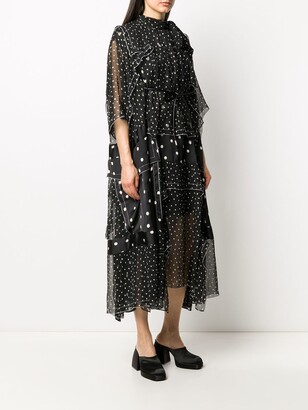 Sacai Asymmetric Hem Polka Dot Print Dress