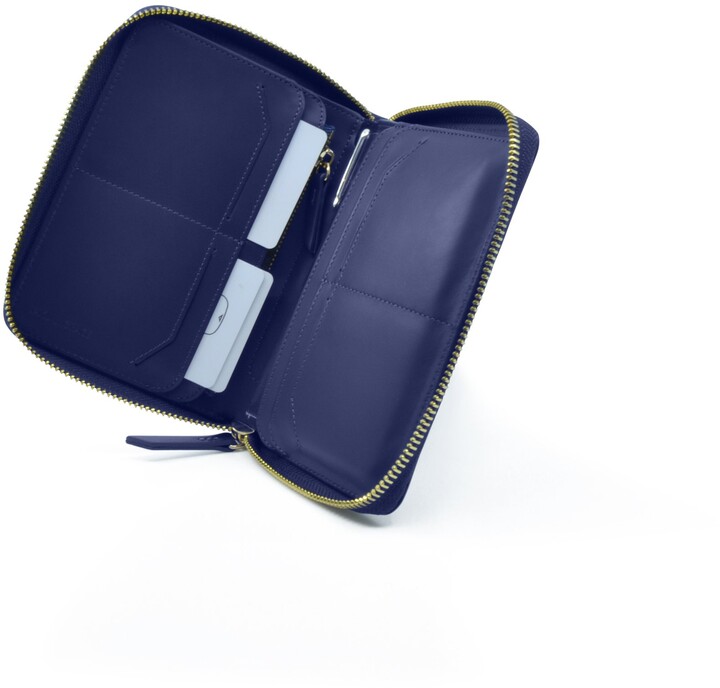 Taku & Grace Yama Passport Zip Wallet Blueprint Navy / Berry Lining