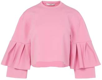 Tibi Structured Bell Sleeve Pullover in Pink