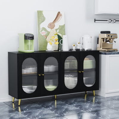 Ophelia & Co. Accent Sideboard Cabinet With Acrylic Doors Freestanding Storage Cupboard Console Table