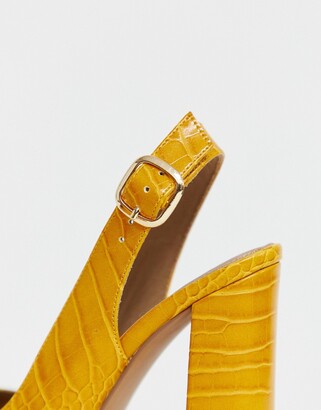 ASOS DESIGN DESIGN Wide Fit Penley slingback high heels in croc print