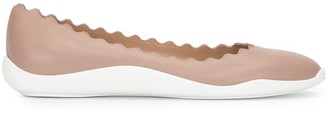 Chloé Scallop-Trim Panelled Ballerina Shoes