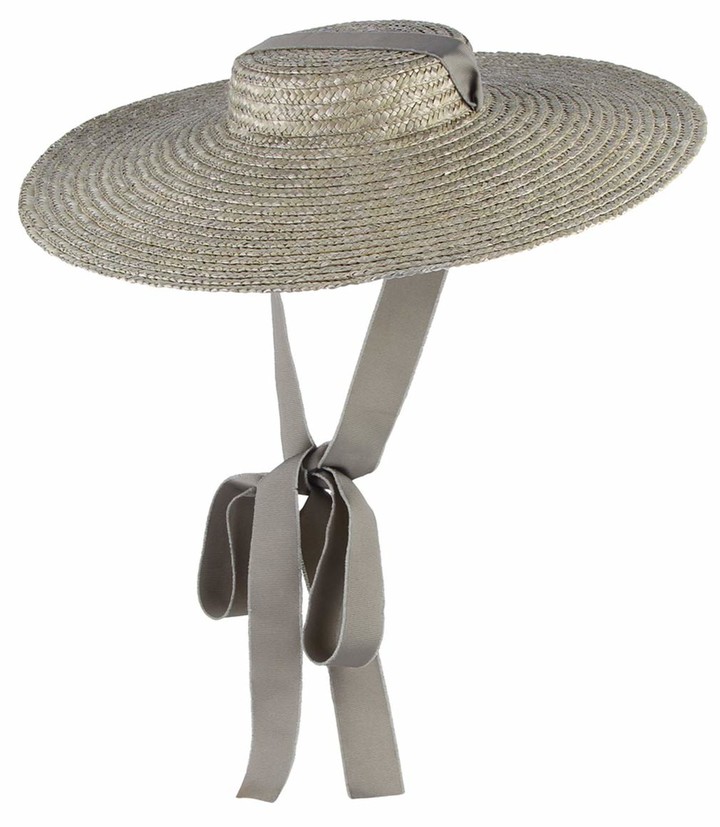 GEMVIE Women Vintage Summer Straw Hat Large Brim Flat Top Boater Hat