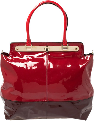 Valentino Red/Burgundy Patent Leather Tote - ShopStyle