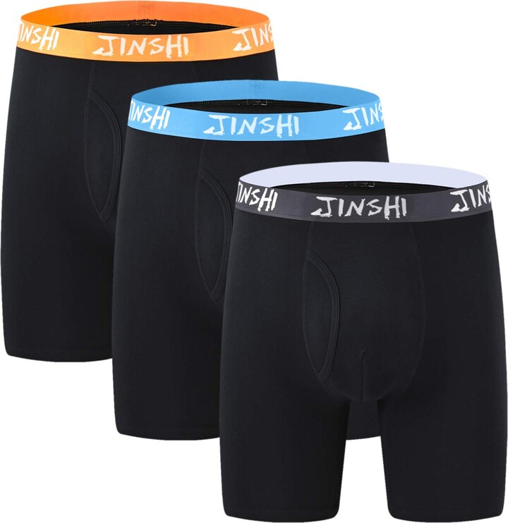 JINSHI Mens Bamboo Underwear Boxer Shorts Long Leg Boxer Briefs