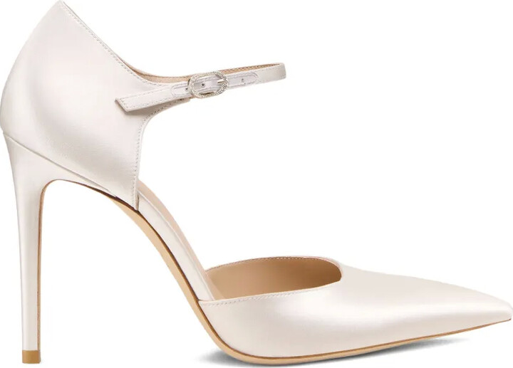 Stuart Weitzman Crystal-Embellished Ankle Strap Pumps