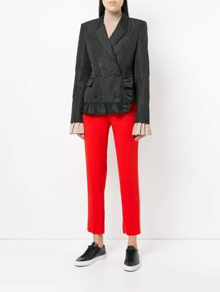 MSGM ruched trim double breasted blazer