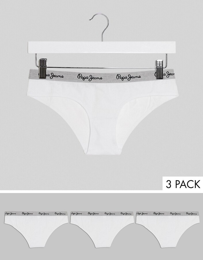 Pepe Jeans 3 pack briefs in white ShopStyle Panties