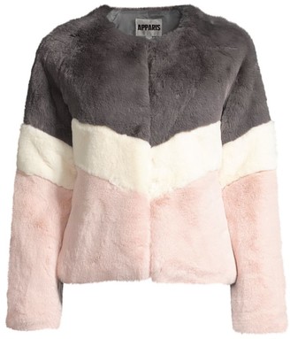 Apparis Brigitte Colorblock Faux Fur Jacket