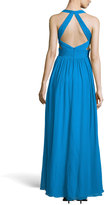 Thumbnail for your product : Aidan Mattox Chiffon Halter Gown with Side Cutouts
