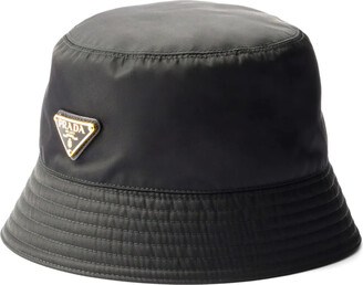 Prada Triangle-Logo Patent-Leather Bucket Hat - ShopStyle