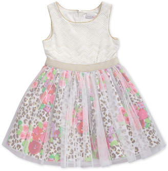 Sweet Heart Rose Glitter-Mesh Animal-Print Dress, Toddler Girls