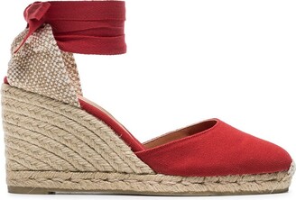 Castaner red Carina 80 cotton canvas wedge sandals
