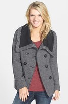 Thumbnail for your product : Dollhouse Double Breasted Shawl Collar Twill Coat (Juniors)