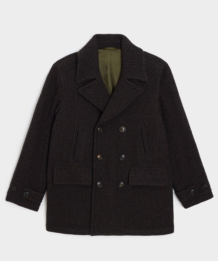 Todd Snyder Italian Wool Herringbone Peacoat