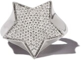 Thumbnail for your product : EÉRA 18kt White Gold Star Diamond Pavé Signet Ring