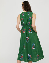 Thumbnail for your product : Monsoon Etti Embroidered Dress with Organic Cotton Green